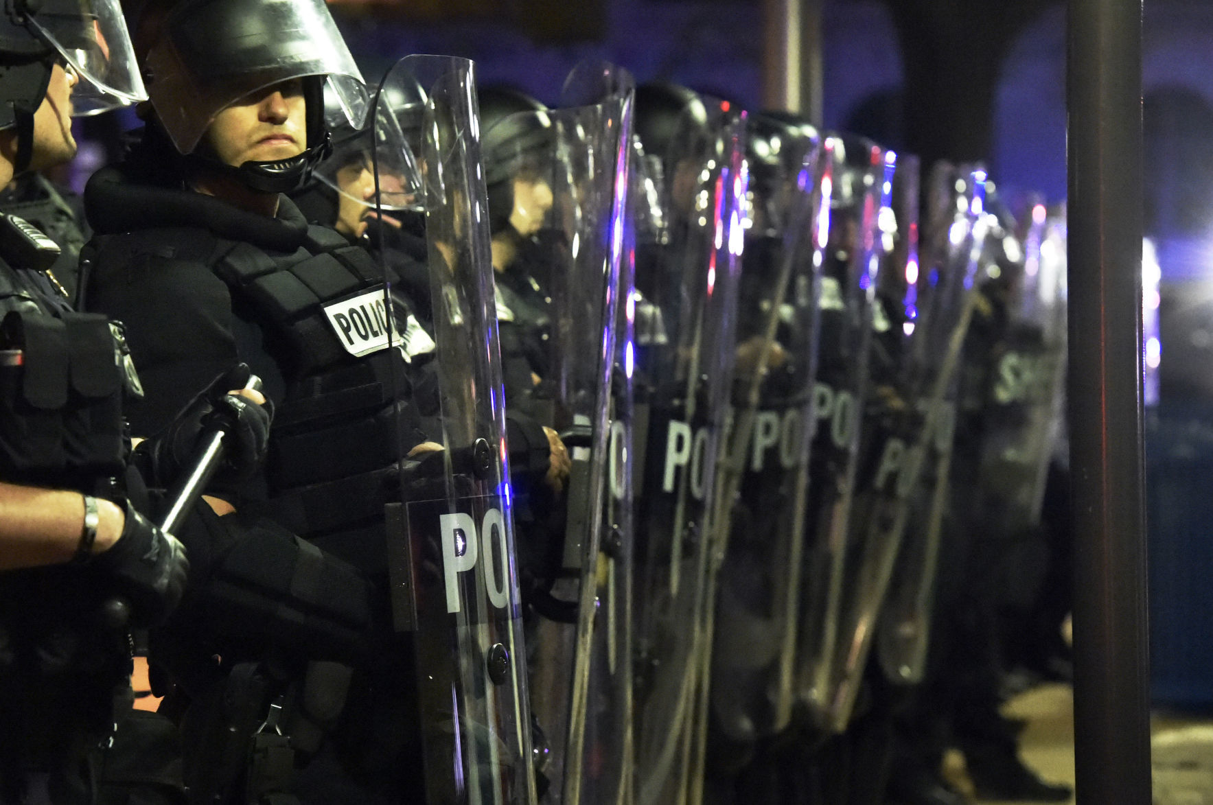 Outside the police station